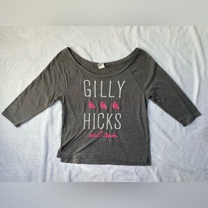 Gilly Hicks Sailboats Sail Team 3/4 Sleeve Top in Gray/White/Pink - Size Medium